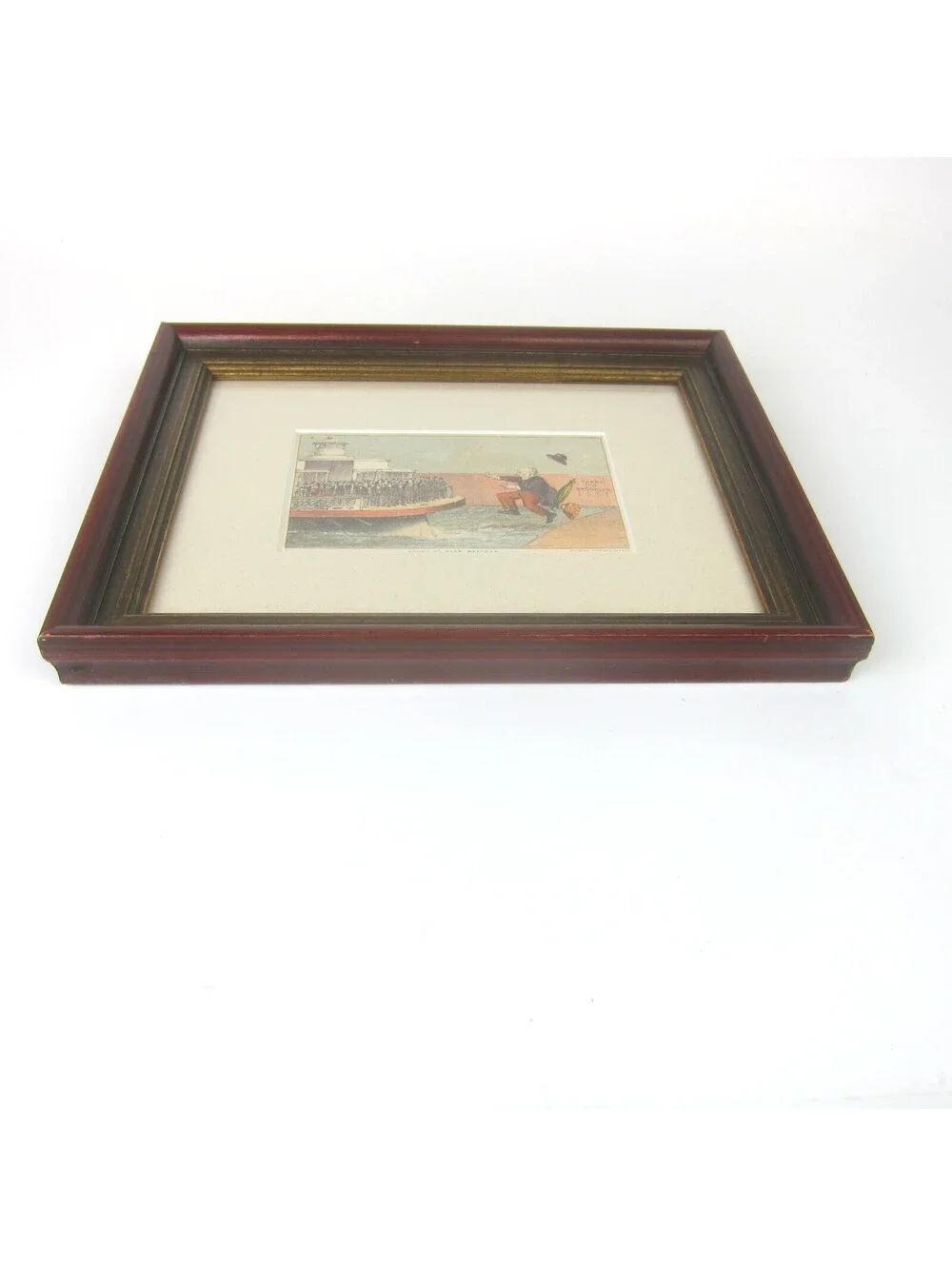 Currier & Ives Litho Print Bound To Hear Beecher Brooklyn Ferry Antique 1870s